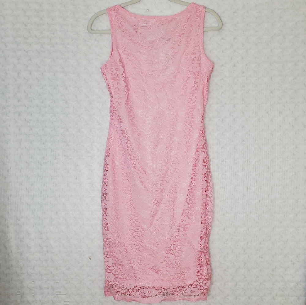 Pink Lace Bodycon Midi Dress – Small Boutique - Picture 3 of 4